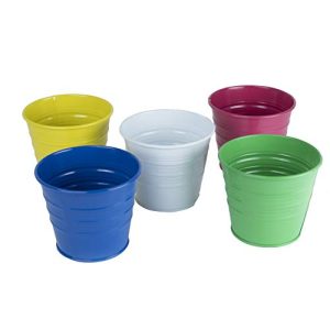 Metal Basket Bucket Planters Pot Assorted Colors Set of 5 for Plant and Flower